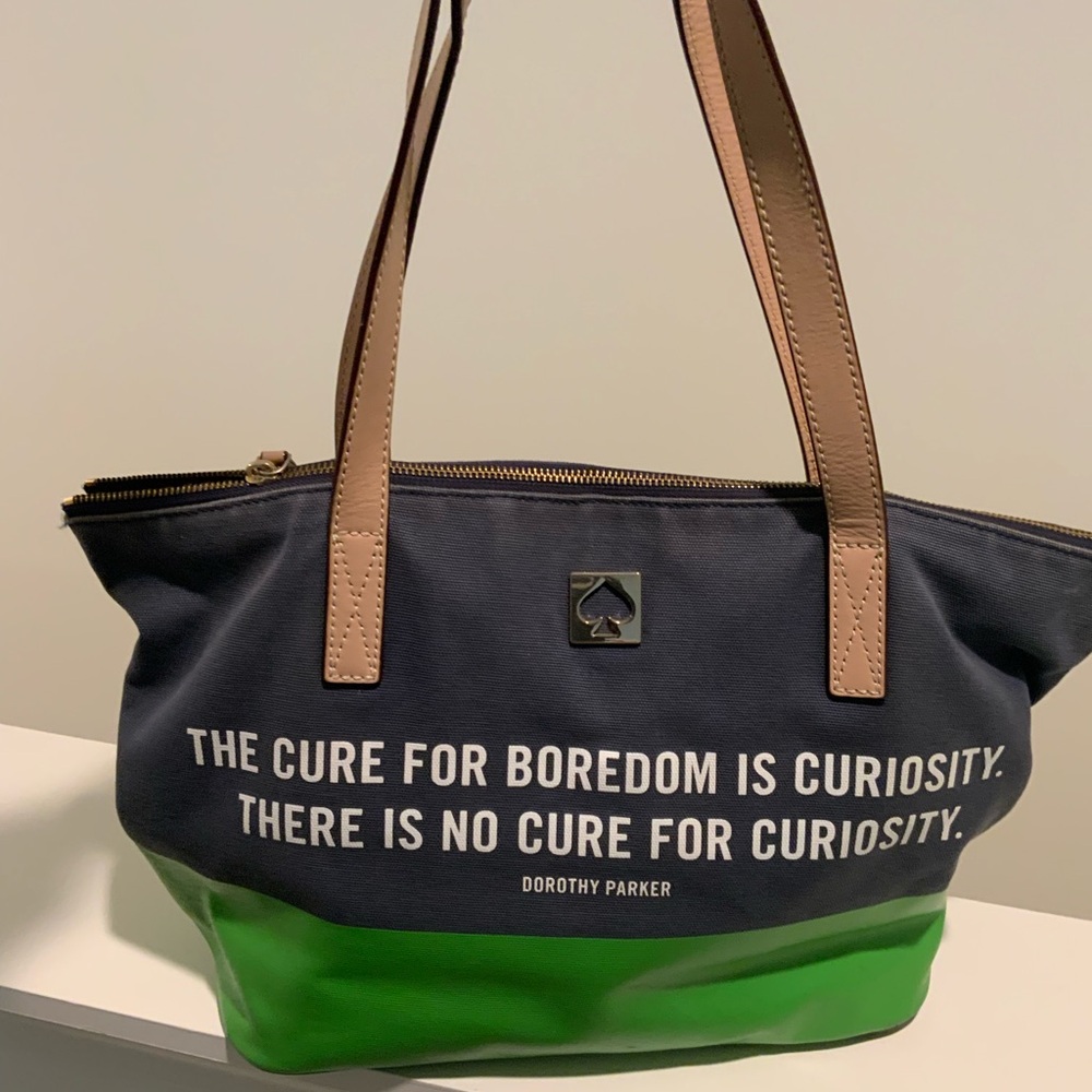 Kate Spade Black and Green Tote with Quote